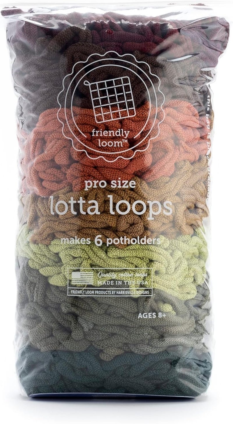 friendly loom Quality Cotton Weaving Loops in Earthtone Inspired Colors – 10” PRO Size | Weave 6 Functional Potholders | Made in The USA - Image 1